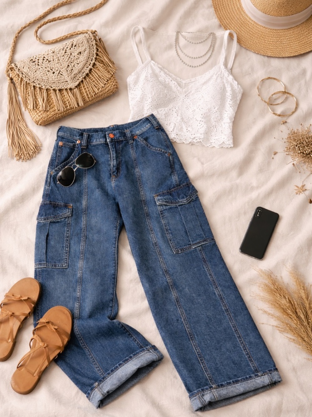 GAP ‘90s Boyfriend Cargo Jeans - Blue Denim